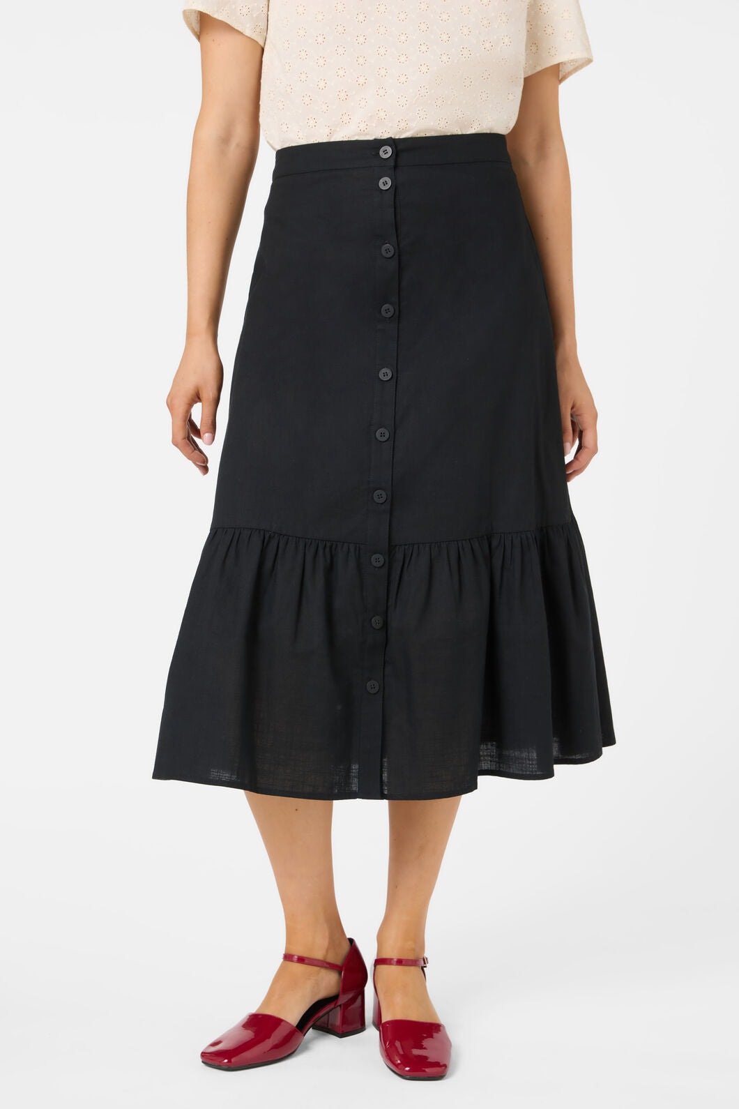 Princess Highway - Jolie Button Front Midi Skirt - black