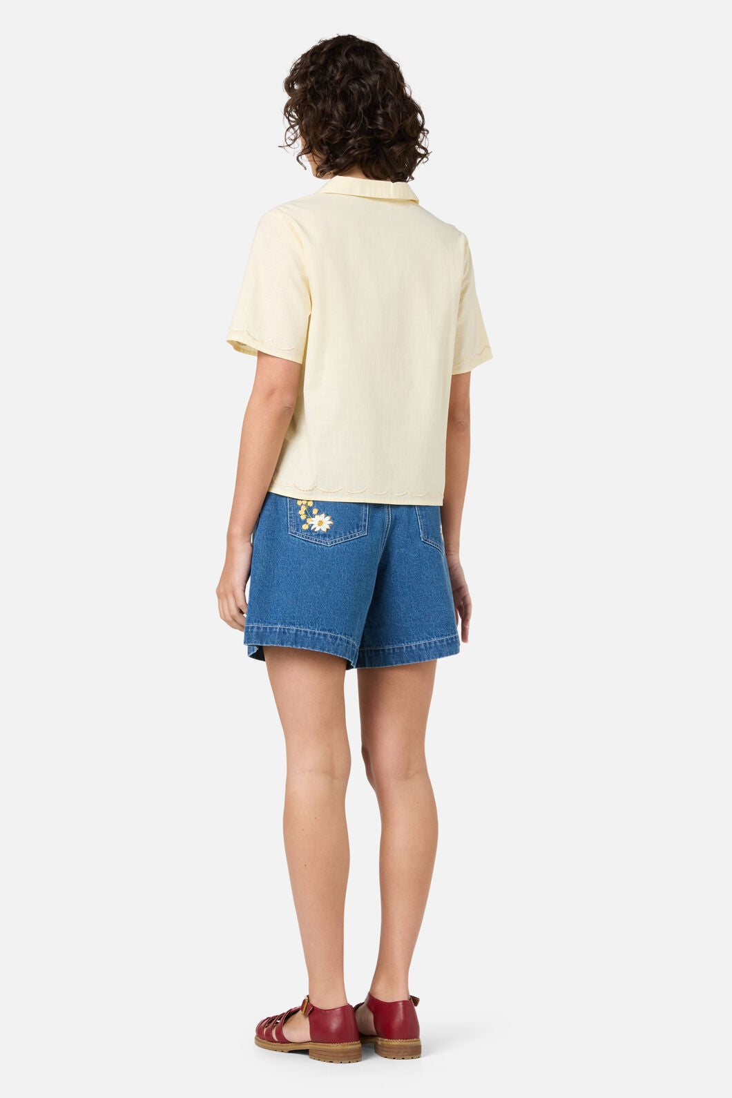 Princess Highway - Scallop Trim Summer shirt - yellow