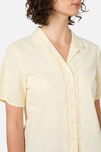 Princess Highway - Scallop Trim Summer shirt - yellow