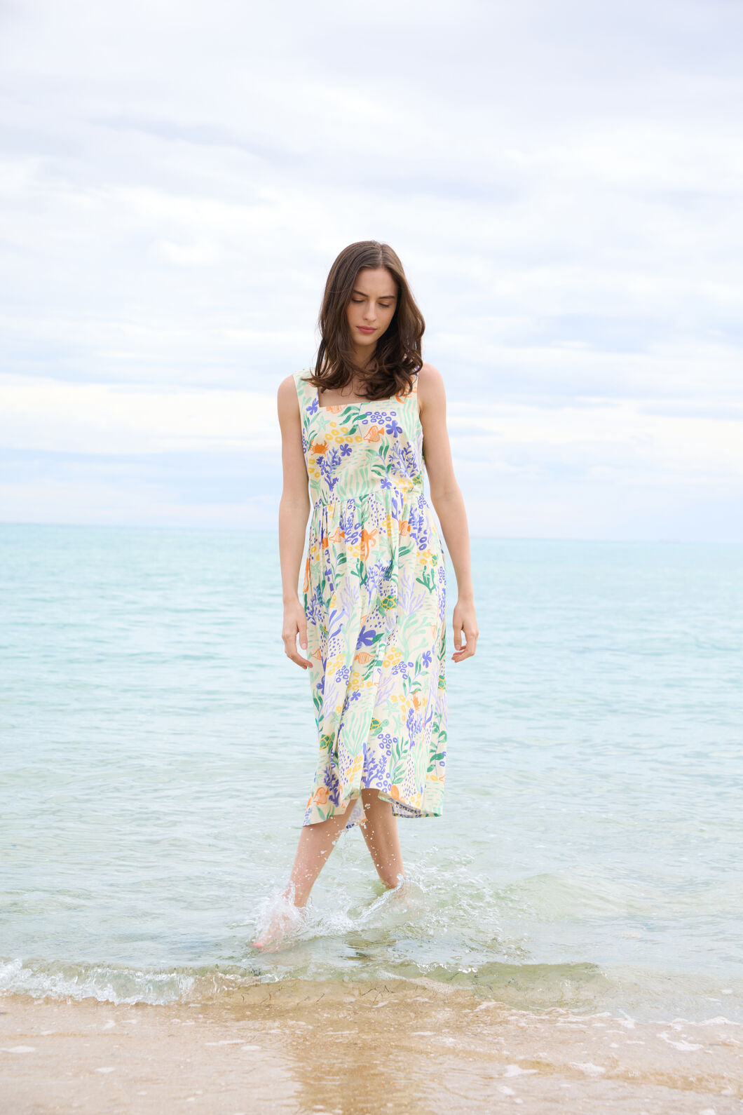 Princess Highway - Coral Reef Midi Dress - cream