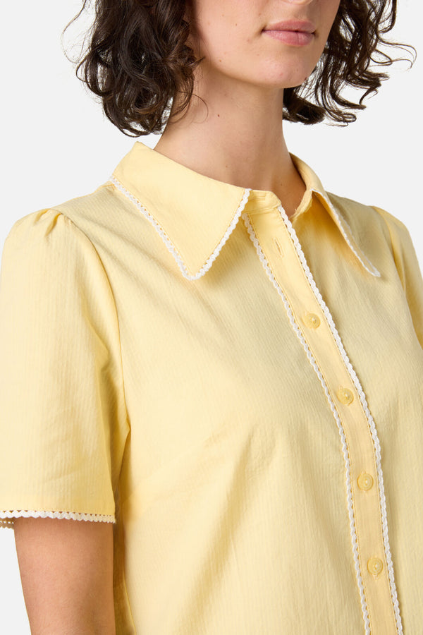 Princess Highway - Lucy Retro Short Sleeve Blouse - lemon