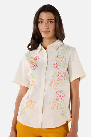 Princess Highway - Alexa Flower Embroidered Shirt - cream