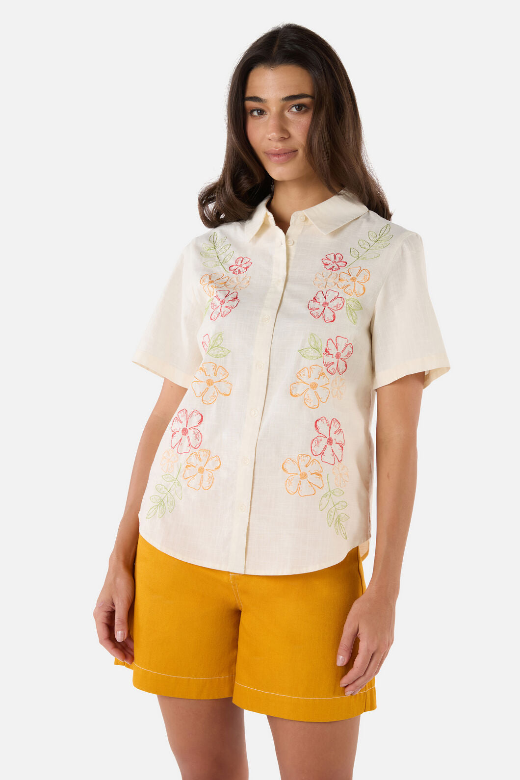 Princess Highway - Alexa Flower Embroidered Shirt - cream