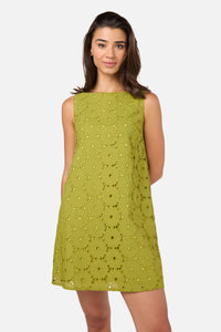 Princess Highway - Daisy Broderie Shift Dress - green