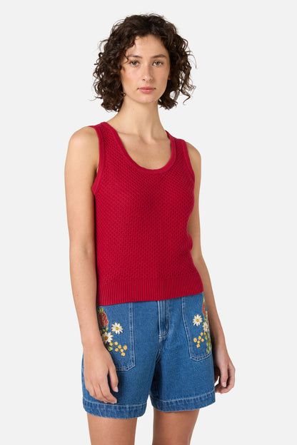 Princess Highway - Paige Fancy Knit Tank - cherry