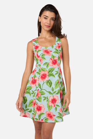 Princess Highway - Hibiscus Summer Mini Dress - blue