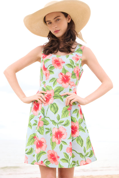 Princess Highway - Hibiscus Summer Mini Dress - blue