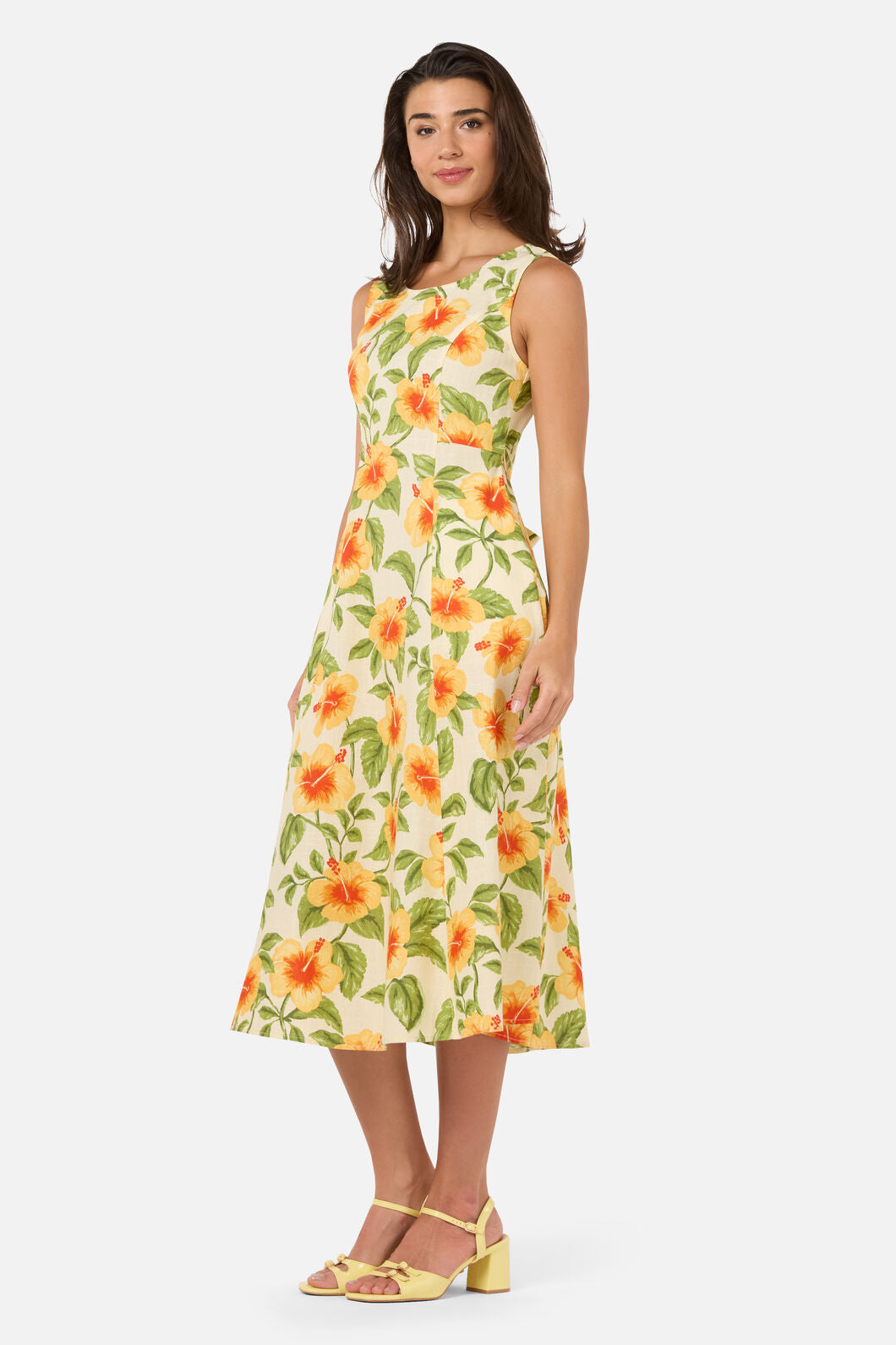 Princess Highway - Hibiscus Summer Midi Dress - cream