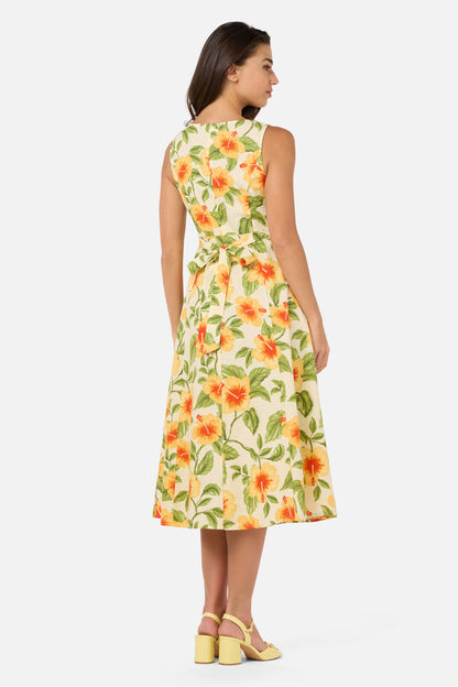 Princess Highway - Hibiscus Summer Midi Dress - cream