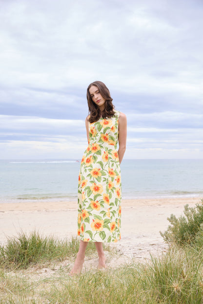 Princess Highway - Hibiscus Summer Midi Dress - cream