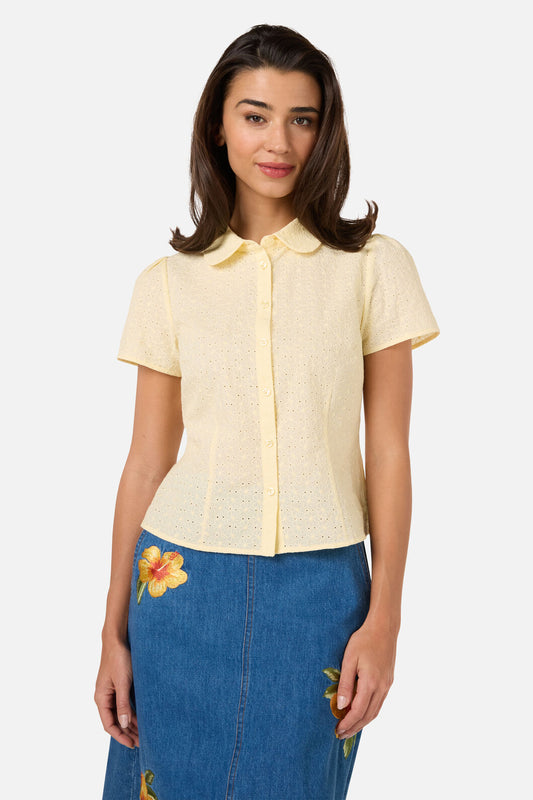 Princess Highway - Anastasia Broderie Blouse - lemon