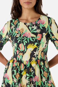 Princess Highway - Cockatoo & Flora Smock Dress - black