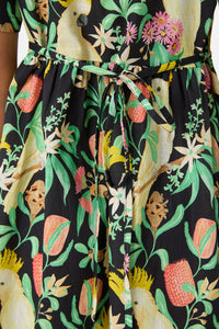 Princess Highway - Cockatoo & Flora Smock Dress - black
