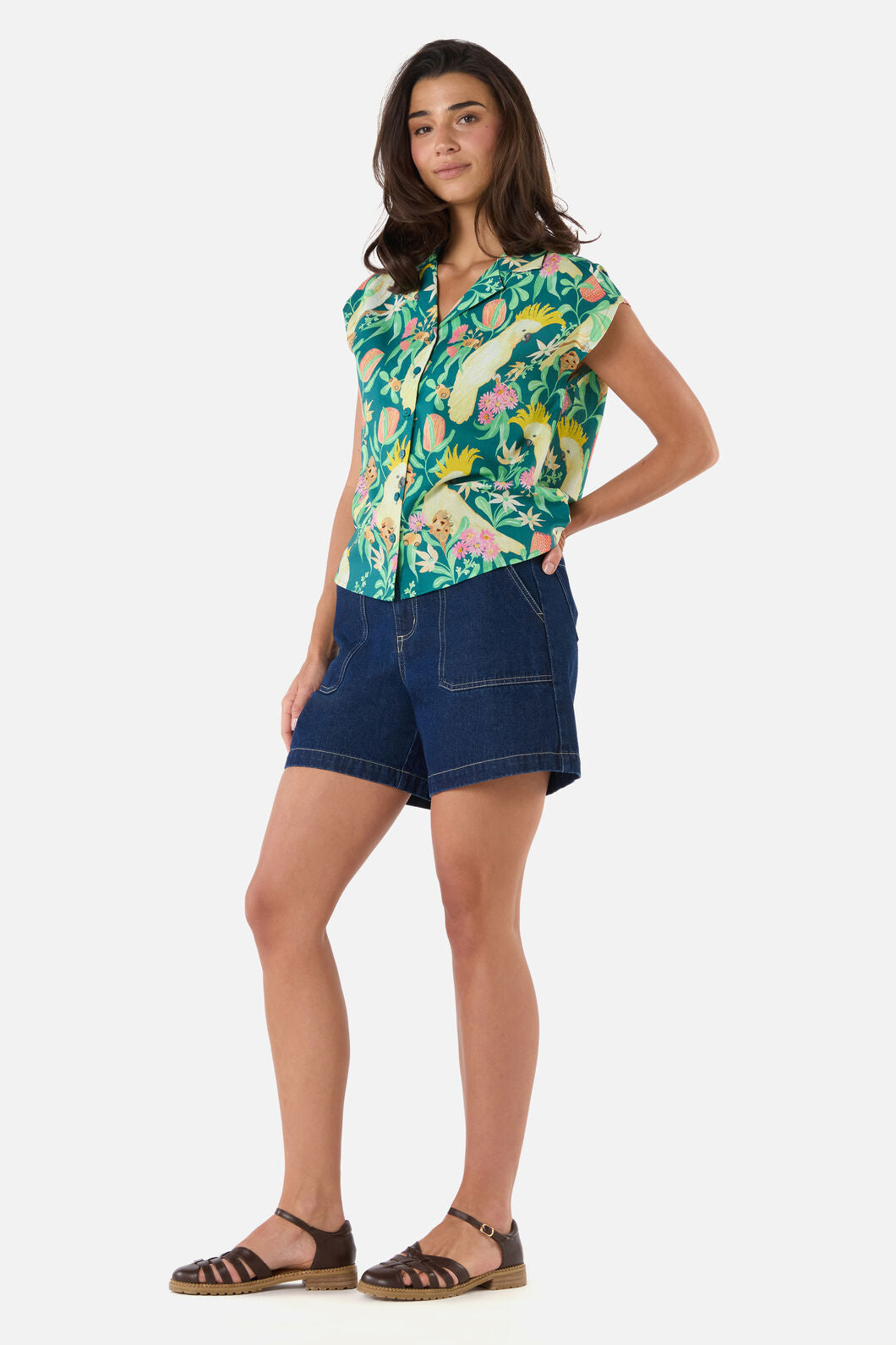 Princess Highway - Cockatoo & Flora Blouse - teal