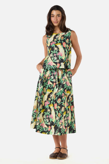Princess Highway - Cockatoo & Flora Midi Skirt - black