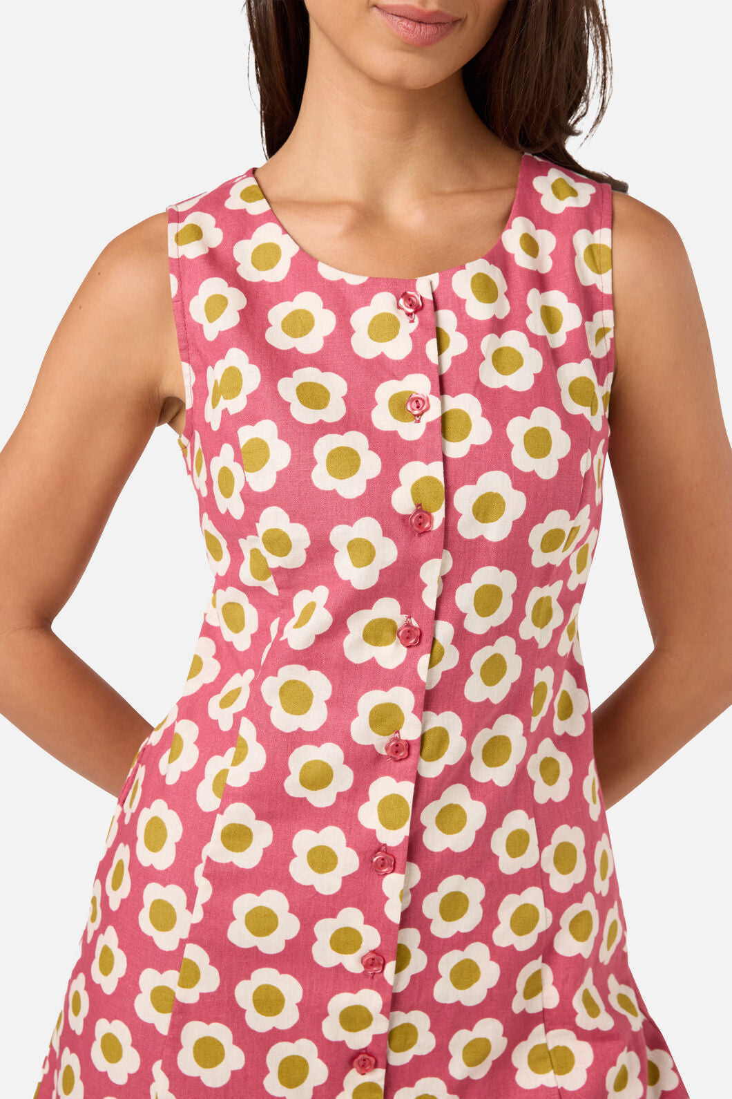 Princess Highway - Janie 60'S Button Mini Dress - rose