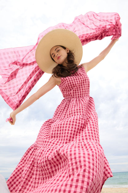 Princess Highway - Margot Check Midi Dress - pink