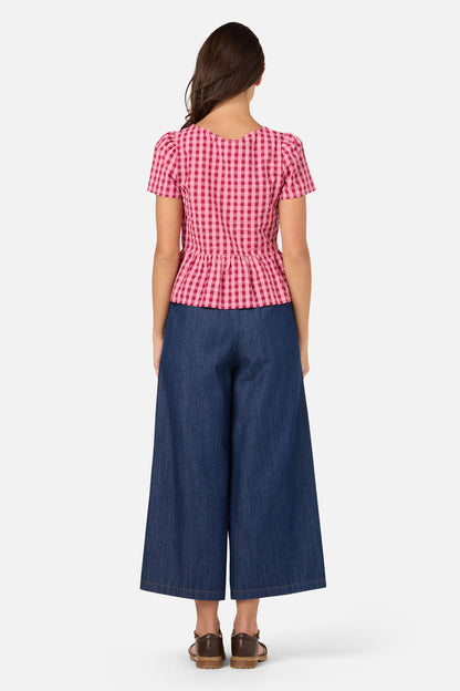 Princess Highway - Margot Check Short Sleeve Top - pink