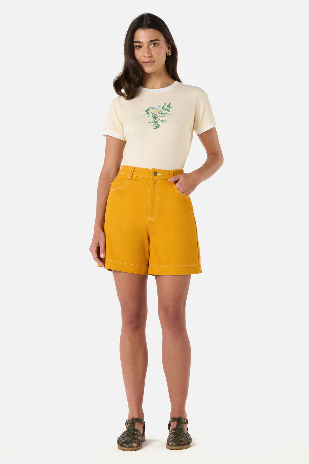 Princess Highway - Sammy Contrast Stitch Short - gold