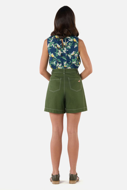 Princess Highway - Sammy Contrast Stitch Short - olive