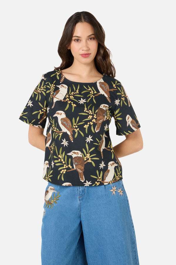 Princess Highway - Kookaburra Short Sleeve Top - black