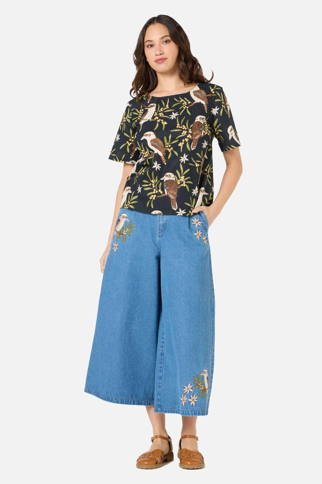 Princess Highway - Kookaburra Short Sleeve Top - black