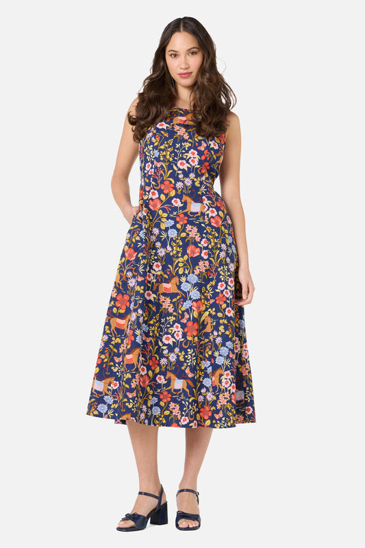 Princess Highway - Fancy Horses Midi Dress - navy