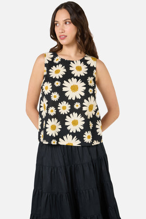 Princess Highway - 60'S Daisy Shell Top - black