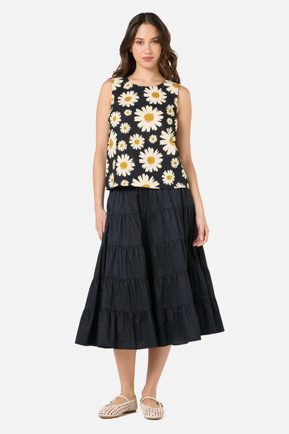 Princess Highway - 60'S Daisy Shell Top - black