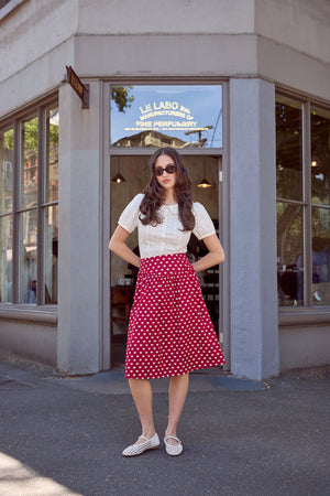 Princess Highway - Sweet Heart Gathered Skirt - red