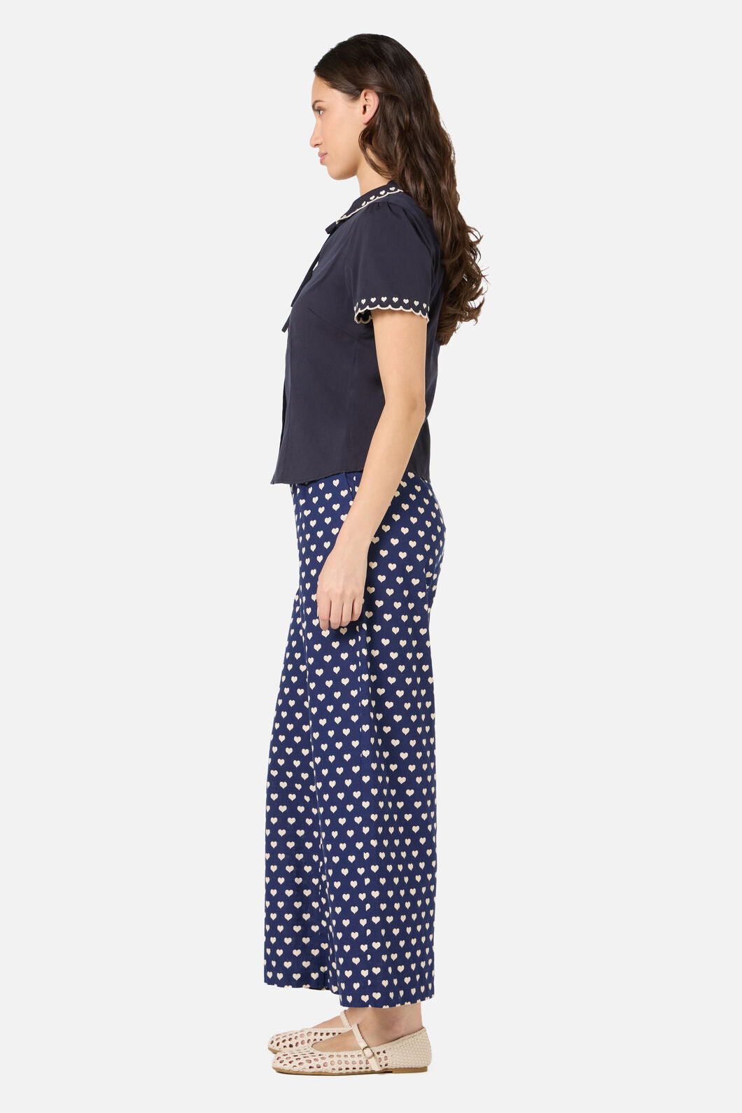 Princess Highway - Sweet Heart Emb Blouse - navy