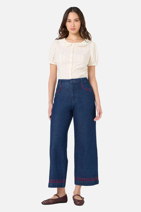 Princess Highway - Sweet Heart Emb Jean - dark-denim