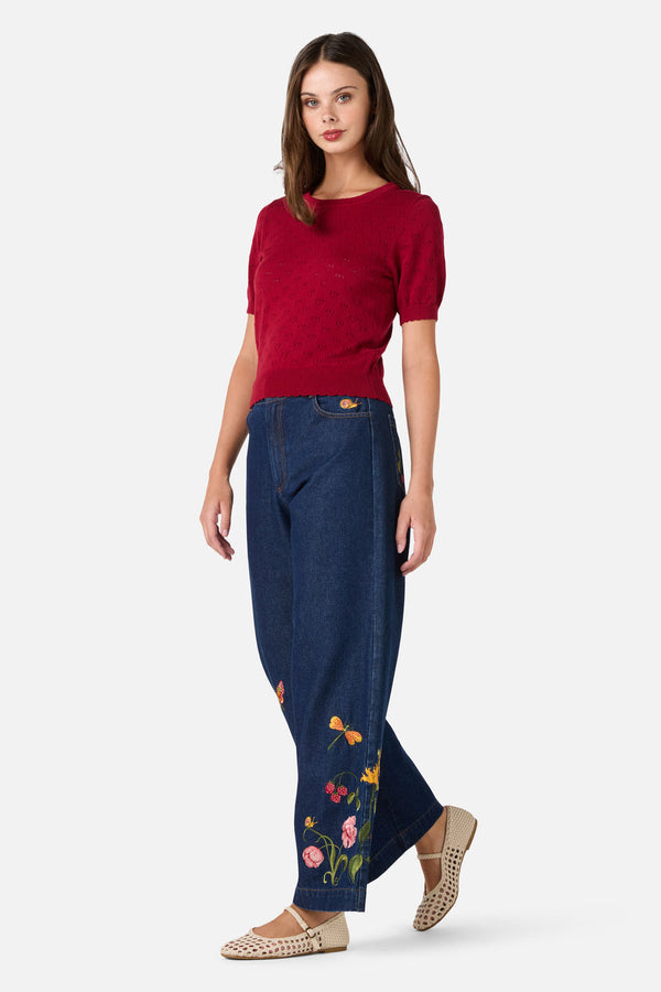 Princess Highway - Amora Heart Knit Top - red
