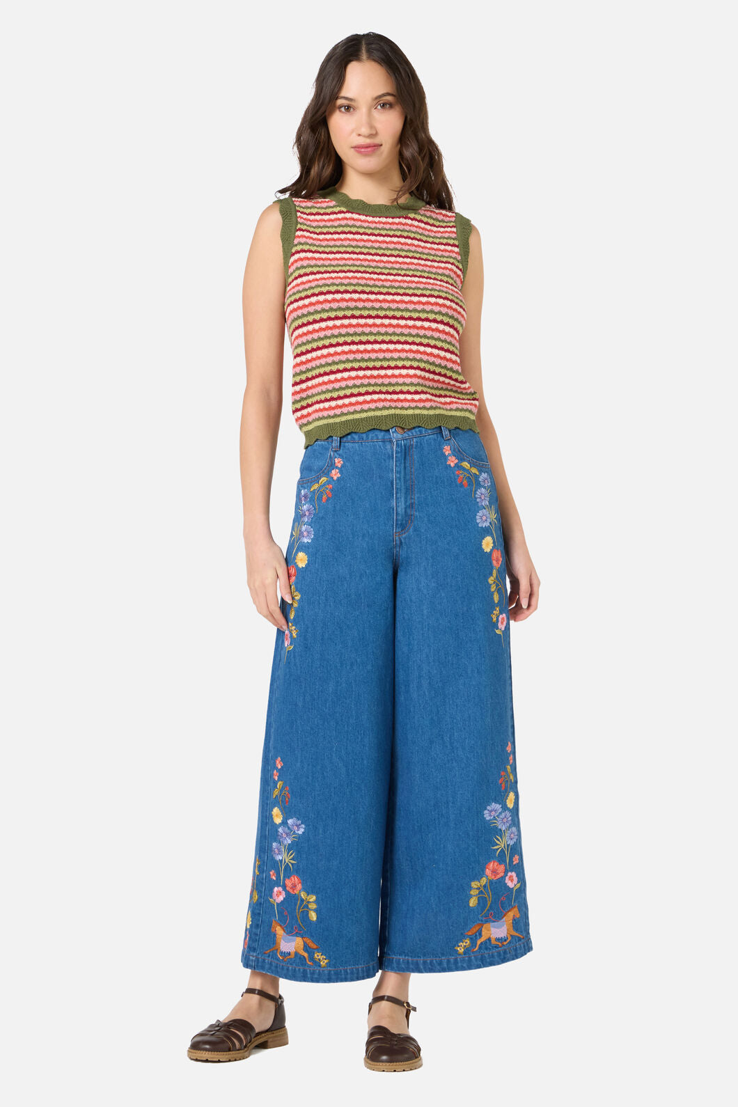 Princess Highway - Leslie Stripe Knit Tank Top - olive