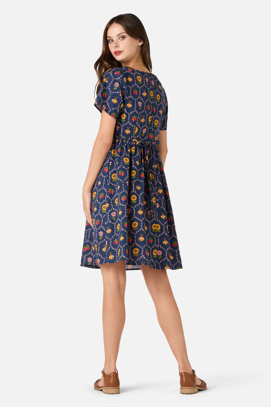 Princess Highway - Honey Bee Hive Mini Dress - navy