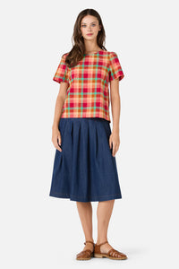 Princess Highway - Piper Check Short Sleeve Top - pink-multi