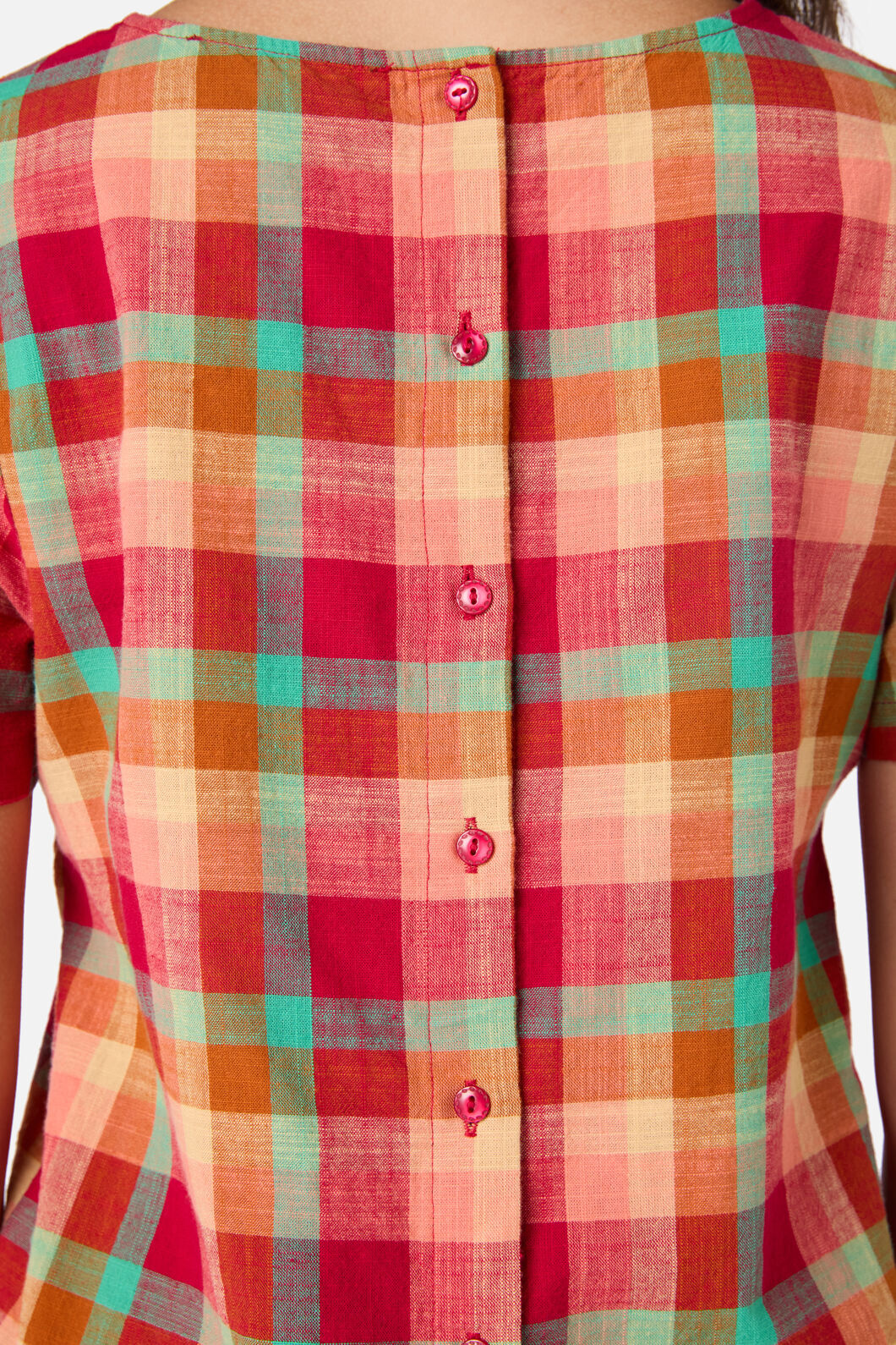 Princess Highway - Piper Check Short Sleeve Top - pink-multi