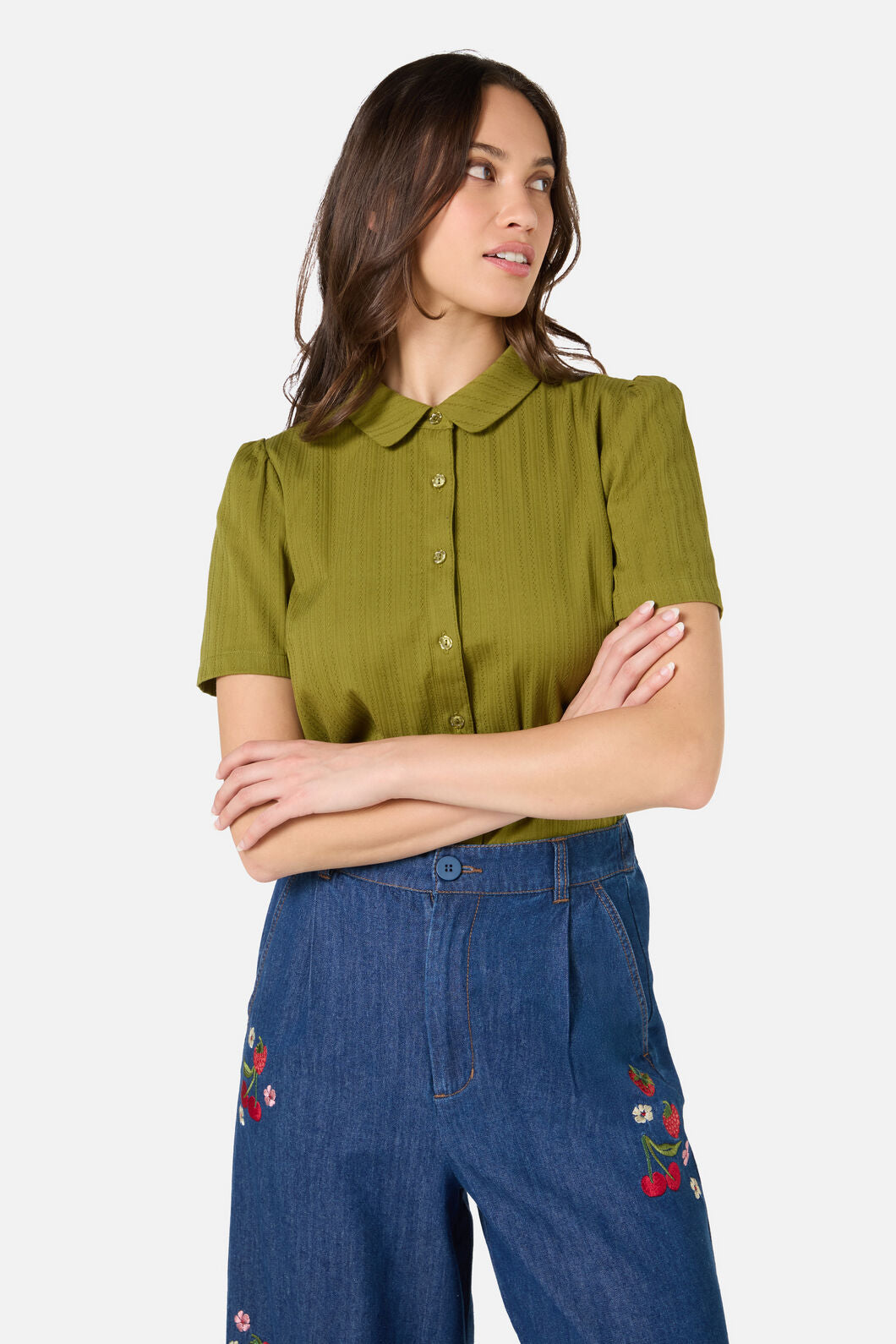 Princess Highway - Lee Short Sleeve Blouse - olive