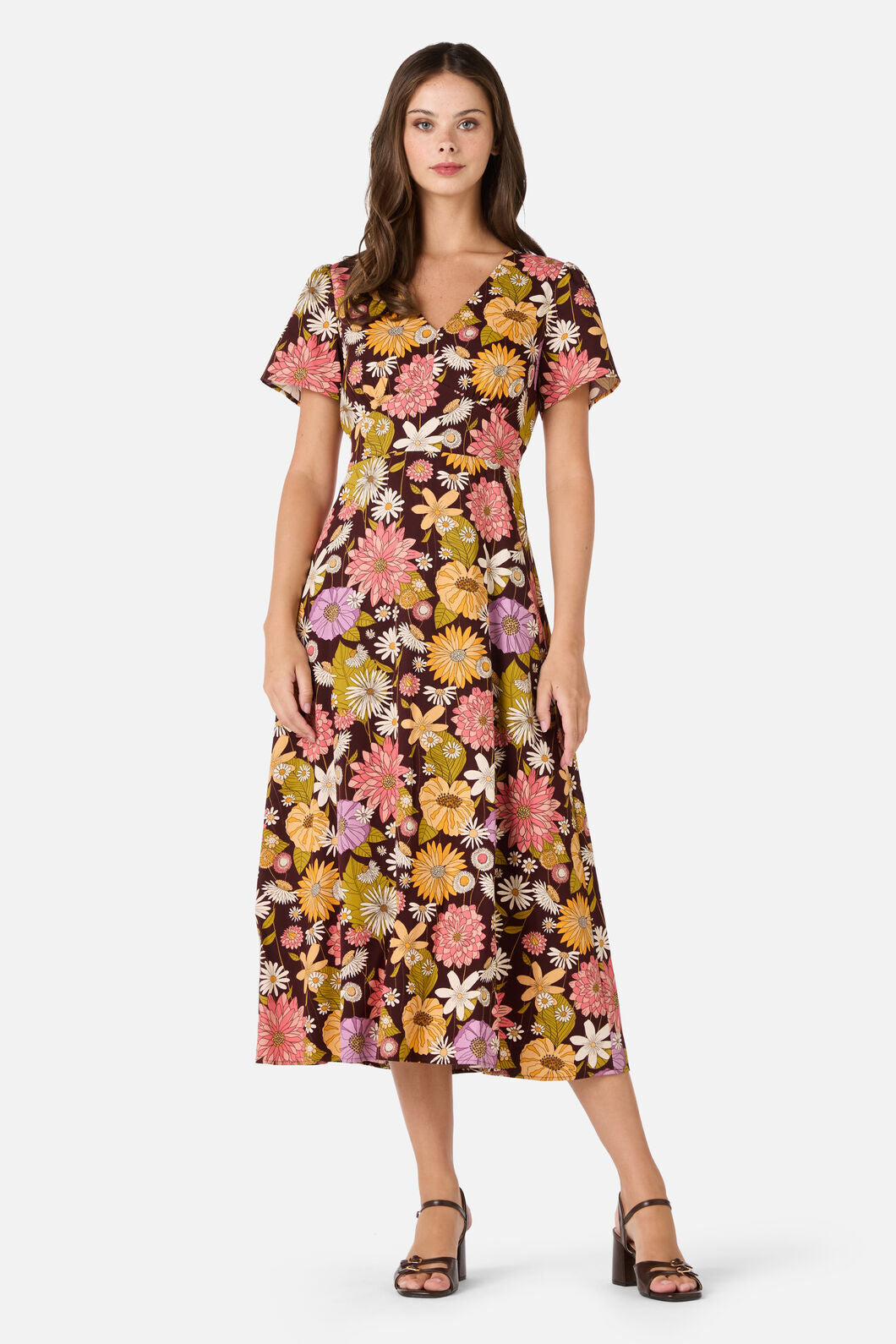 Princess Highway - Leonie Floral Midi Dress - plum