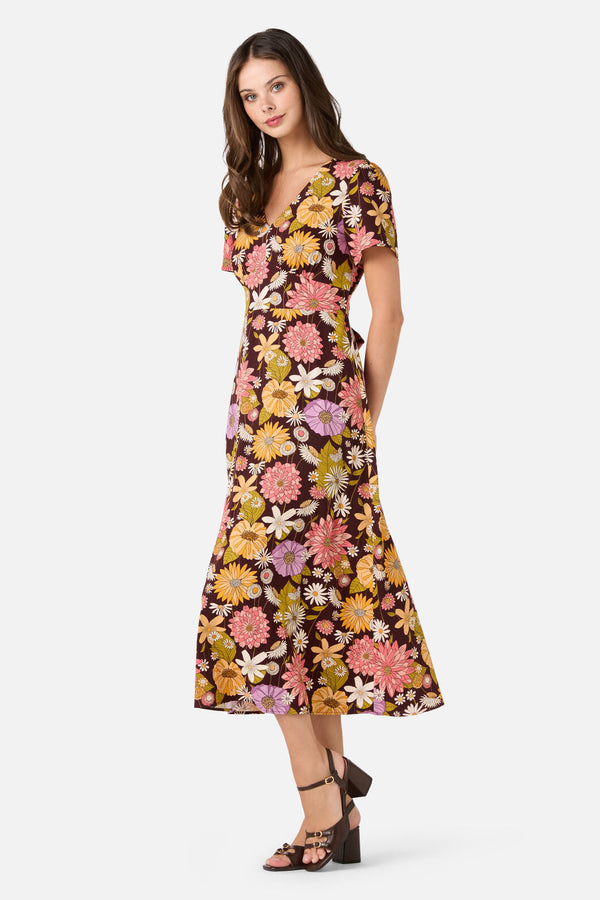 Princess Highway - Leonie Floral Midi Dress - plum