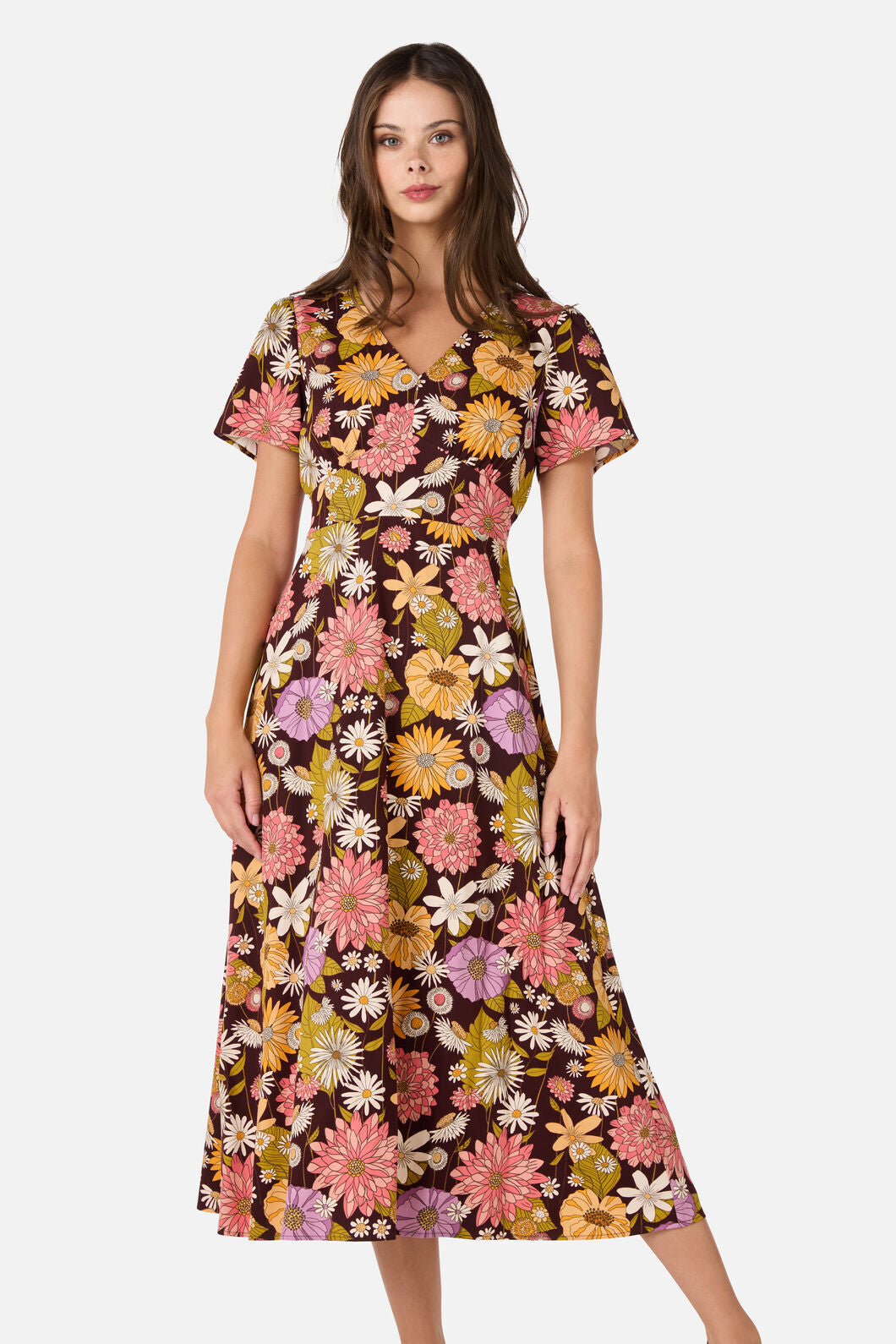 Princess Highway - Leonie Floral Midi Dress - plum