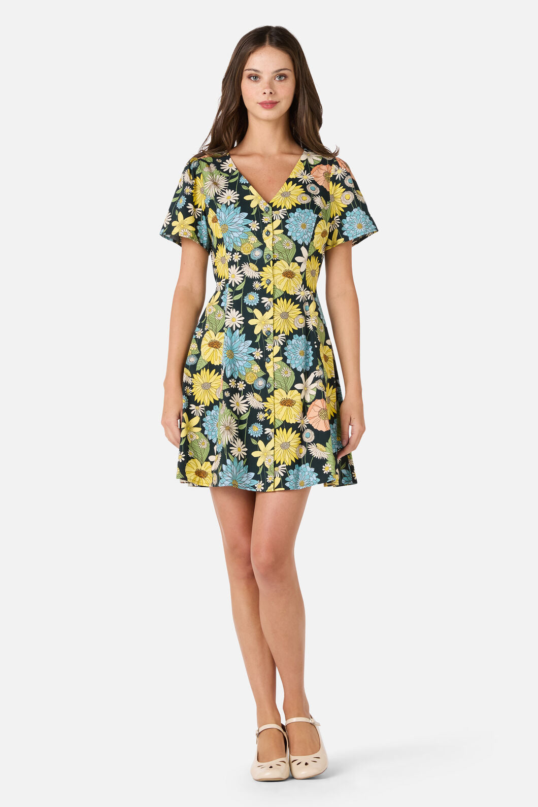 Princess Highway - Leonie Floral Mini Dress - deep-green
