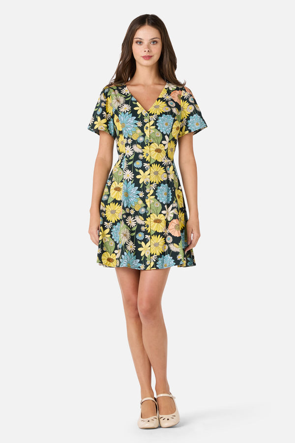 Princess Highway - Leonie Floral Mini Dress - deep-green