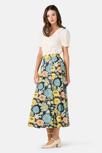 Princess Highway - Leonie Floral Midi Skirt - deep-green