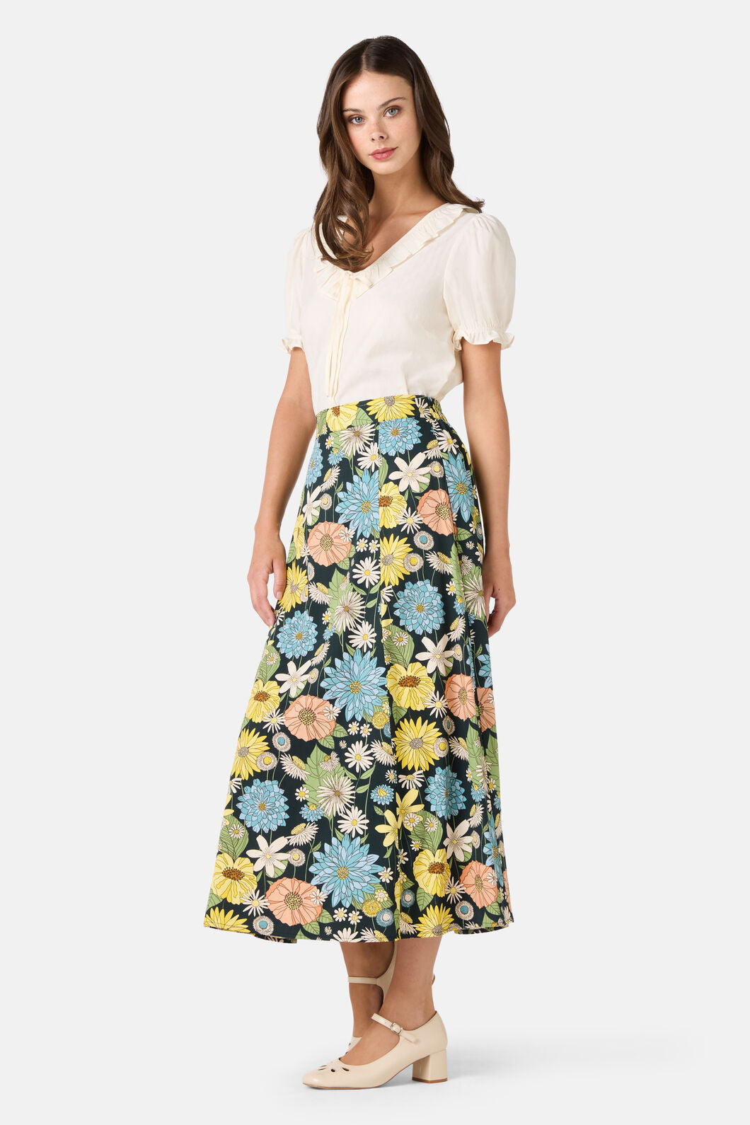 Princess Highway - Leonie Floral Midi Skirt - deep-green