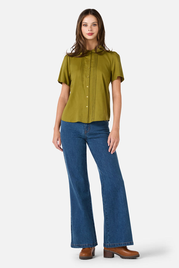 Princess Highway - Lizzy Short Sleeve Blouse - olive