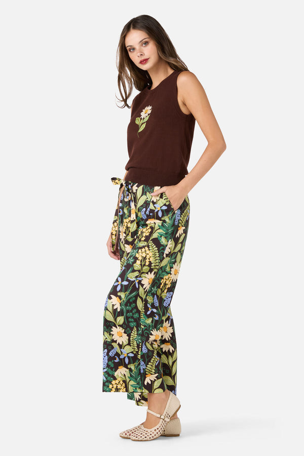 Princess Highway - Daisy Embroidered Knit Vest - chocolate