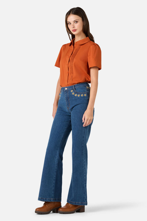 Princess Highway - Leonie Daisy Emb Jean - blue-denim