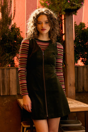 Princess Highway - Honey Cord Pinafore - forest-green