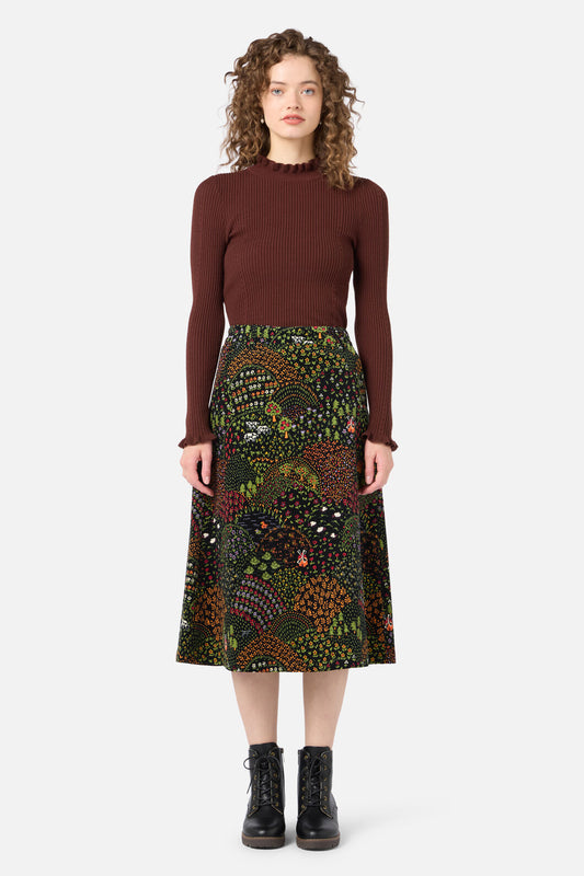 Princess Highway - Rolling Hills Cord Midi Skirt - black